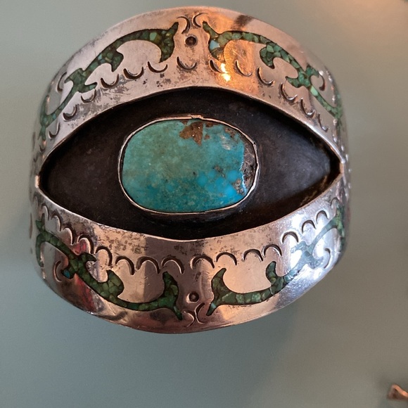 Silver Handmade Vintage Squash Blossom Necklace, Bracelet, Ring - Picture 9 of 16